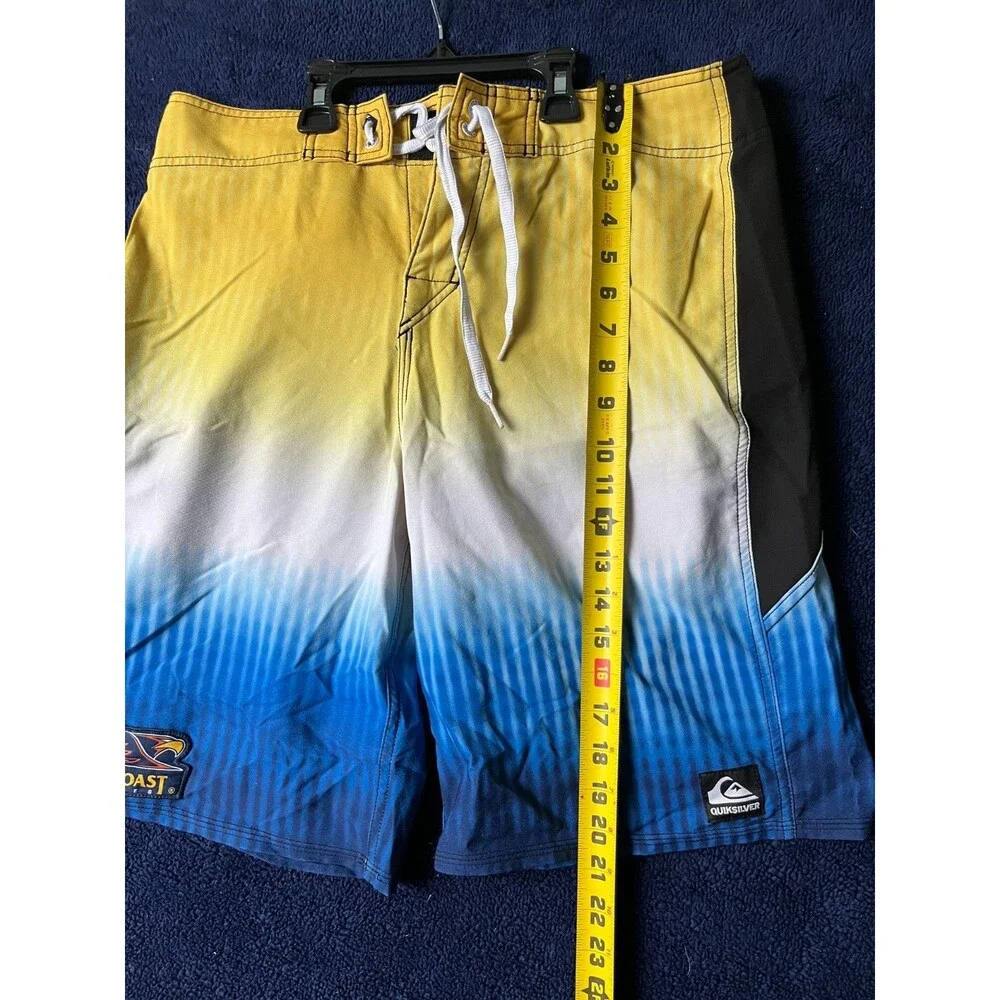 Quiksilver Board Shorts 32 Mens Active Swim Wear Yellow/White/Blue